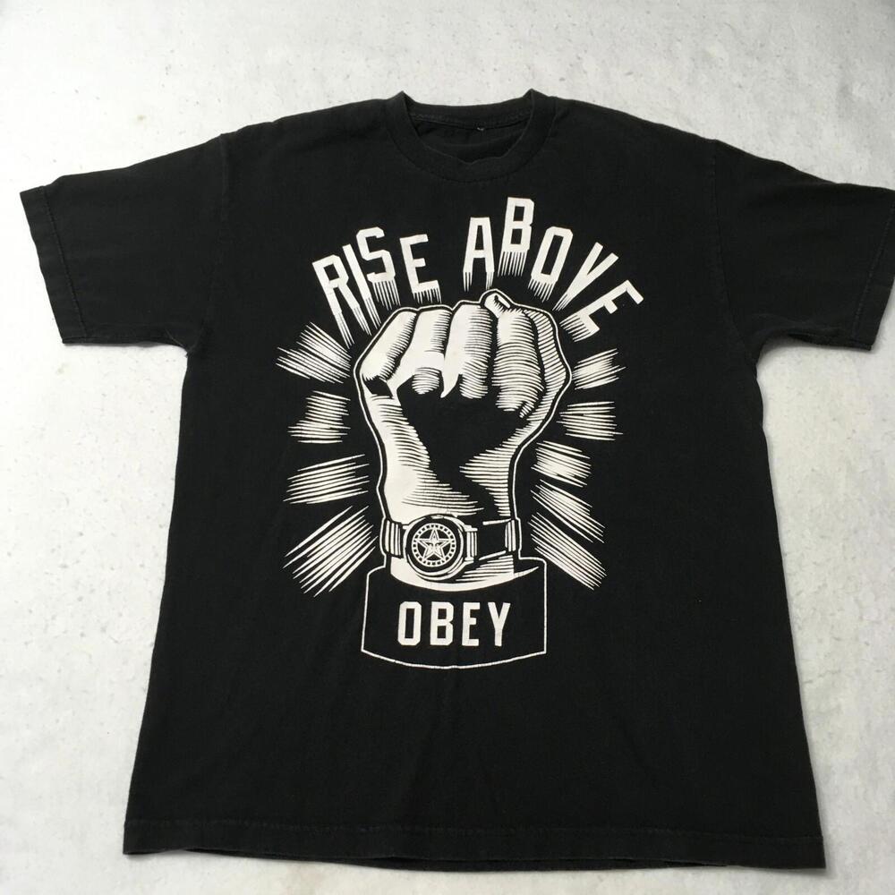 OBEY Rise Above T-shirt Fist Hand Rays Shepherd Fairey XL